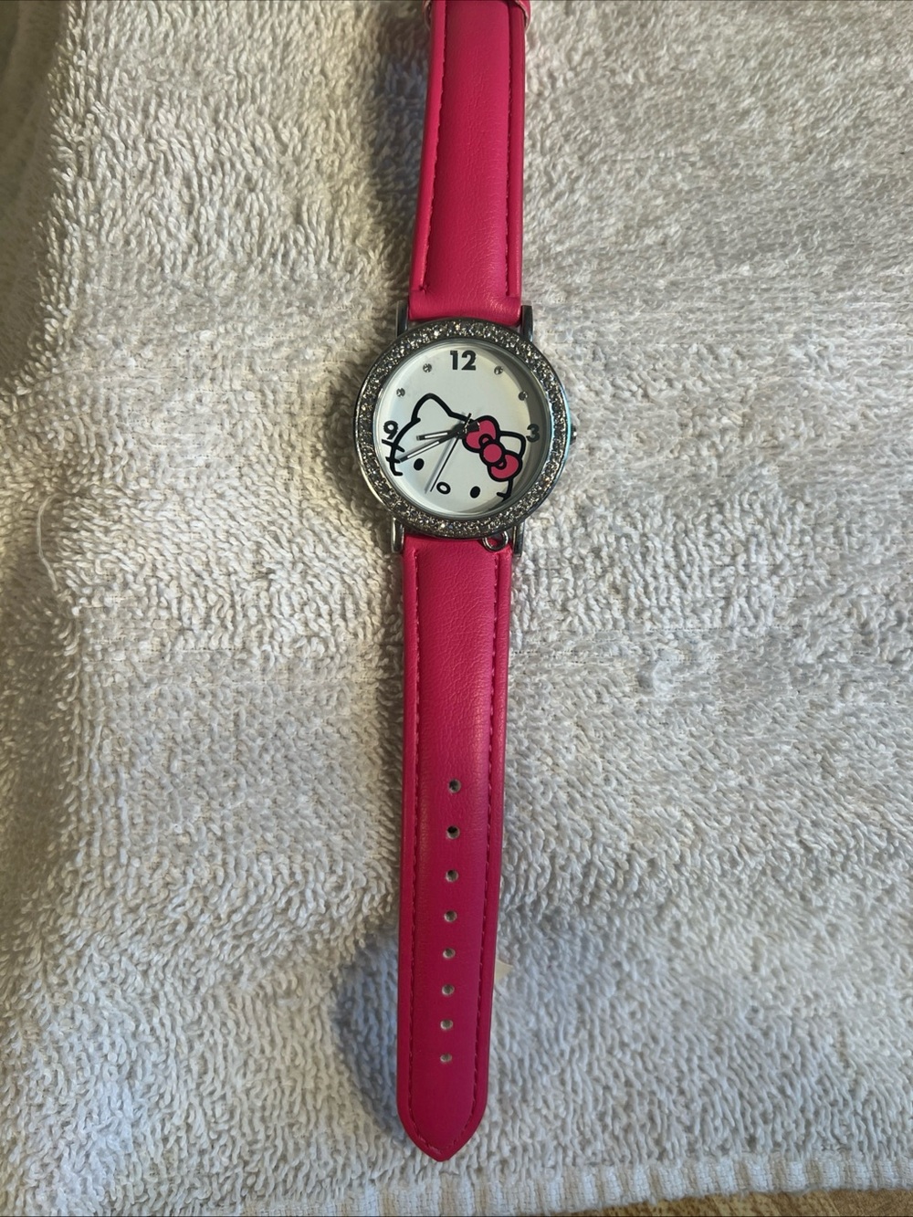 Hello Kitty Bright Pink Strap, Crystal Bezel Analog Watch By Sanrio HK5108TM